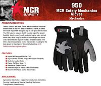 MCR Safety 950 HyperFit Mechanics Work Gloves, Synthetic Leather Palm, Reflective Logo