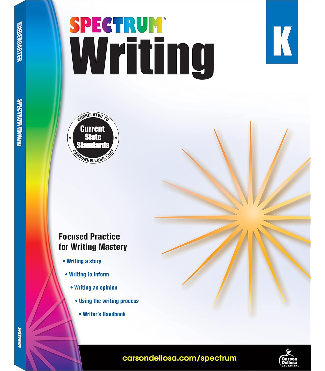 Spectrum Kindergarten Writing Workbook, Ages 5 to 6, Grade K Writing Workbook, Writing Practice with Alphabet Letters, Sight Words, Reports, and Stories - 128 Pages (Volume 34)