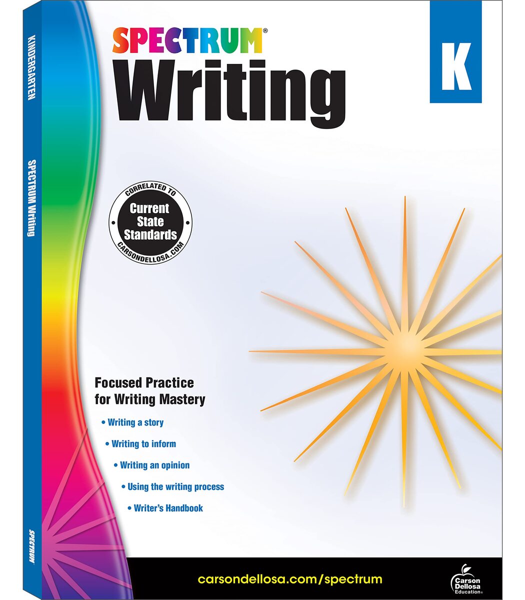 Spectrum Kindergarten Writing Workbook, Ages 5 to 6, Grade K Writing Workbook, Writing Practice with Alphabet Letters, Sight Words, Reports, and Stories - 128 Pages (Volume 34)