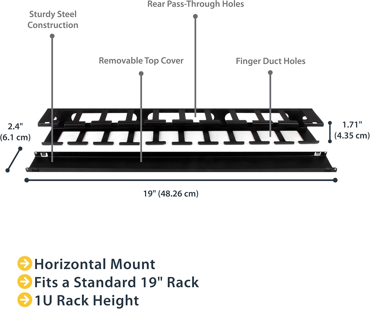 StarTech.com 1U 19" Rack Cable Management Panel