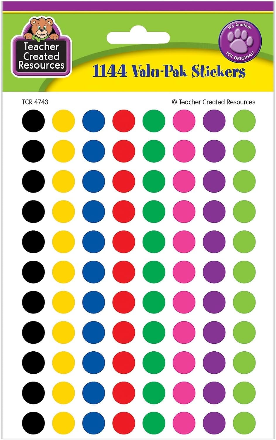 Teacher Created Resources® Mini Colorful Circles Valu-Pak Stickers, 1144 Per Pack, 6 Packs