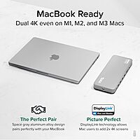Plugable USB C Laptop Docking Station, Dual Monitor 4K 60Hz for Apple Mac M1/M2/M3/M4, 2X HDMI or 2X DisplayPort, 100W Charging DisplayLink Dock, 2 Displays for MacBook, Driver Required (UD-6950PDH)