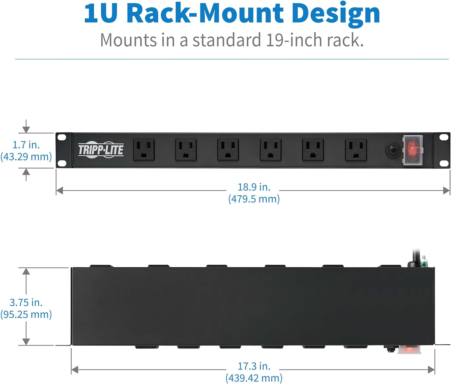 Tripp Lite 1U Rackmount Power Strip PDU, 15A 120V, 15ft Cord