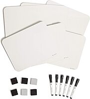 U Brands Dry Erase Lap Board Set, 12” x 9”, Small Whiteboard, Includes 6 Markers and 6 Erasers, 6 Count 6 Count with Markers and Erasers