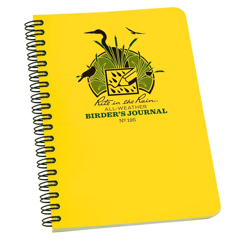 Rite in the Rain Weatherproof Spiral Notebook, 4.625" x 7", Yellow Cover, Birders Journal (No. 195)