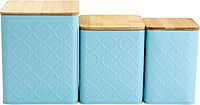 MegaChef 3 Piece Square Iron Canister Set in Turquoise