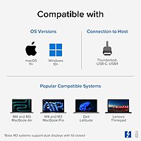 Plugable 16-in-1 Thunderbolt 4 Dock – Dual 4K Monitors for M4 MacBook Air/Pro, 100W Charging, 2X HDMI, 2X DisplayPort