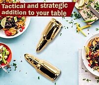 Caliber Gourmet Salt and Pepper Shakers Set For Kitchen Table, Bullet Style, Cooking Table, Collectible, Outdoors, Camping