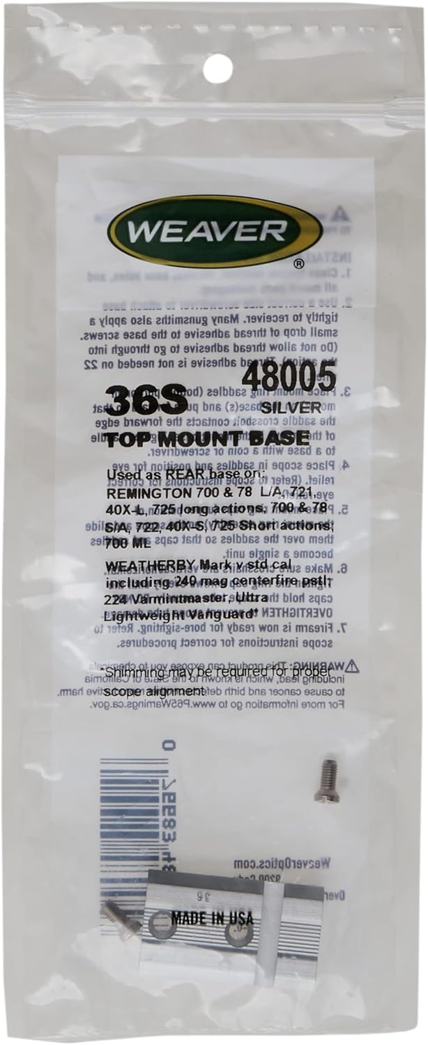 WEAVER Top Mount Base for Remington 700 - 36S, Silver