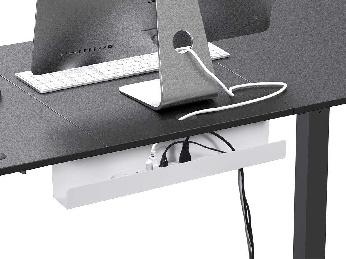 Monoprice Under Desk Cable Tray - Steel with Power Supply and Wire Management - Workstream Collection White