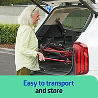 Medline Ultra Lightweight Transport Wheelchair for Adults, Foldable, 19-Inch Seat Width, Red Frame, Black Upholstery Red Wheelchair