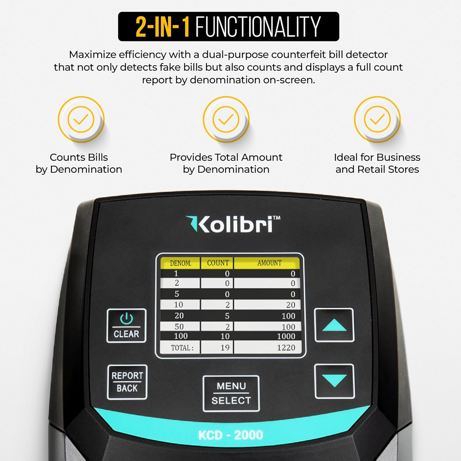 KOLIBRI All-Orientation Portable Counterfeit Bill Detector