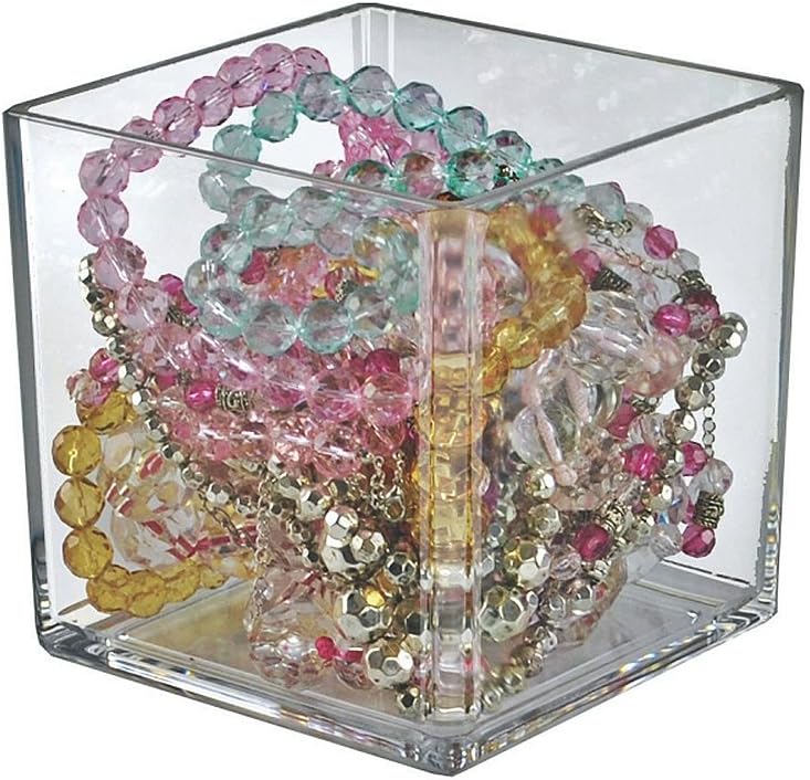 Azar Displays Deluxe Clear Crystal Styrene Cube Bins, Pack of 4
