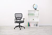 SPACE Seating Professional AirGrid Dark Back and Padded Black Eco Leather Seat, 2-to-1 Synchro Tilt Control, Adjustable Arms and Tilt Tension with Nylon Base Managers Chair