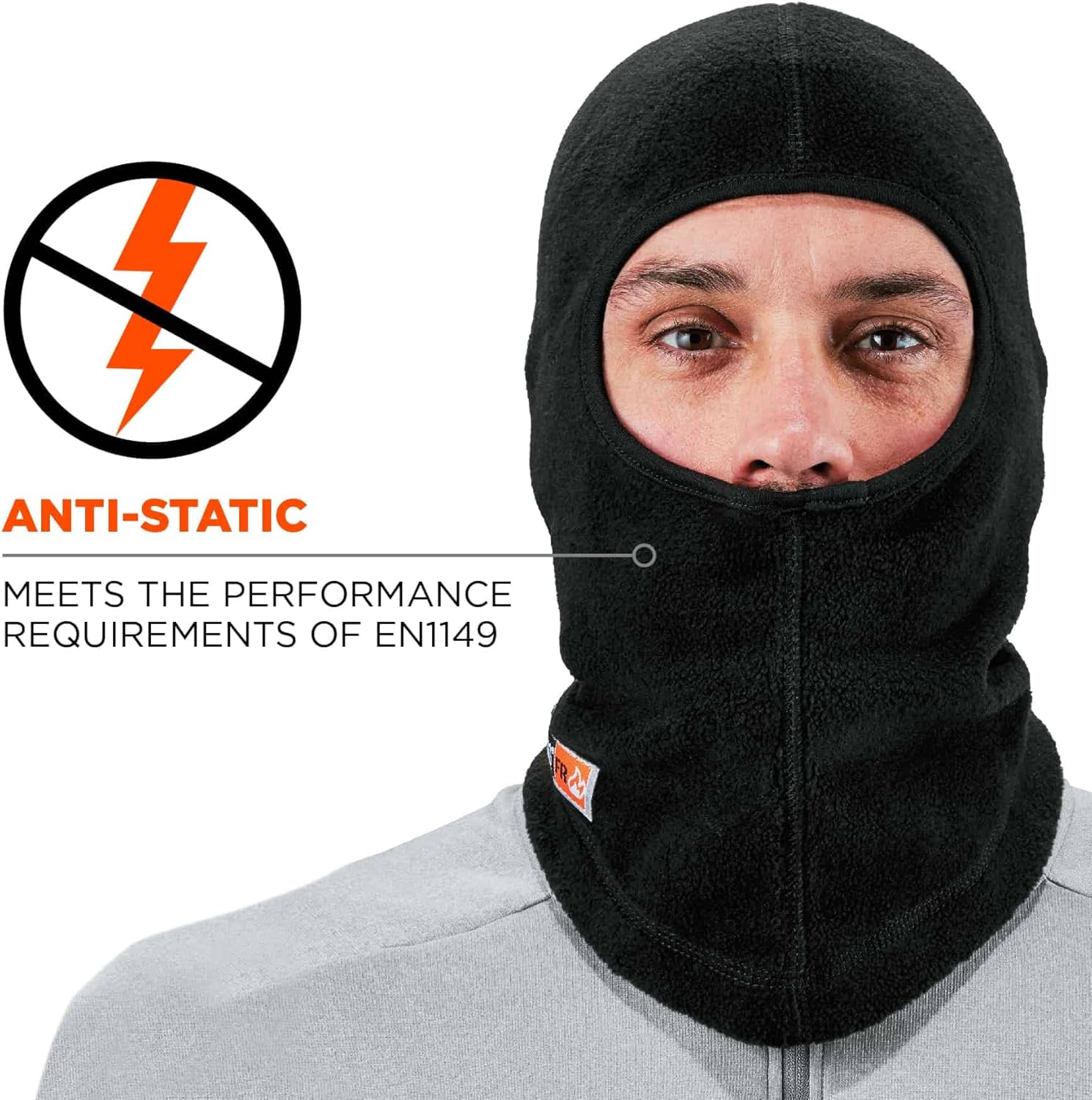 FR Rated Balaclava, Winter Face Mask, Thermal Fire Resistant Modacrylic Fleece, Ergodyne N-Ferno 6828,Black