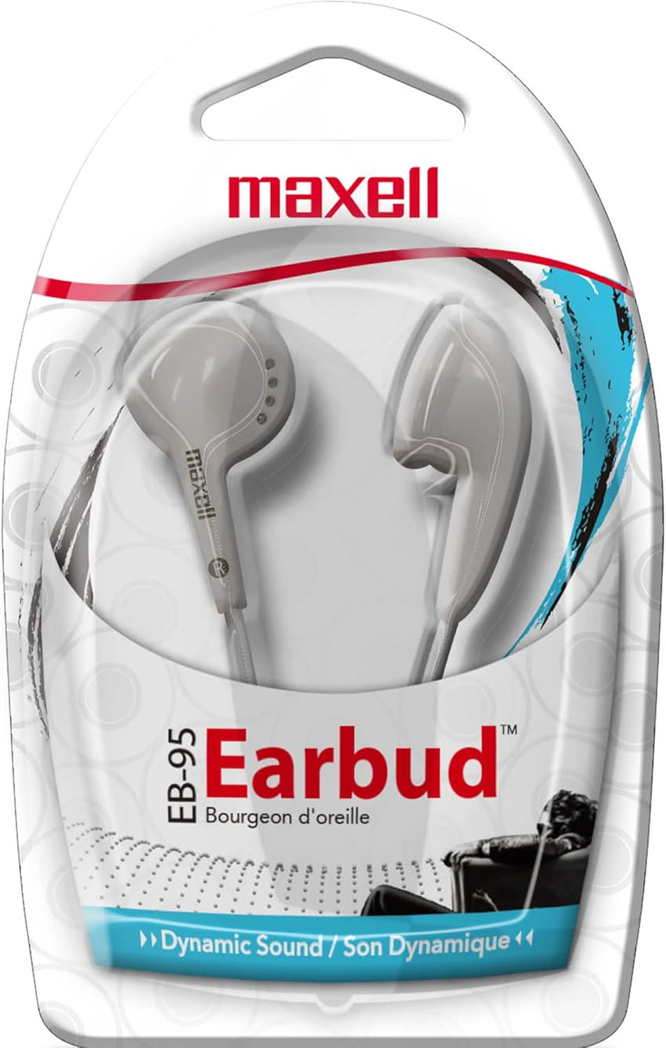 Maxell 190599 Dynamic Sound Wired Lightweight Extended Use Design Stereo Ear Bud - White (Value) 1 Standard Packaging