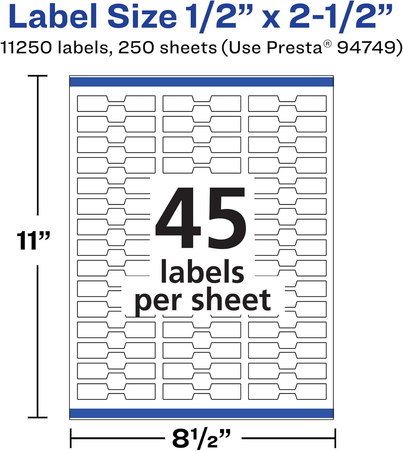 AVERY Matte White Barbell Labels, Sure Feed Technology, 0.5" x 2.5"