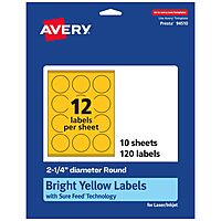 Avery Printable Round Labels, Sure Feed Technology, 2-1/4" Diameter, Print-to-the-Edge, Laser/Inkjet Printable