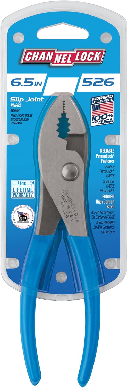 Channellock 526 6-Inch Slip Joint Pliers | Utility Plier with Wire Cutter | Serrated Jaw Forged from High Carbon Steel