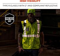 ERGODYNE GloWear 8287 Type R Class 2 High-Visibility Thermal Jacket With Removable Sleeves