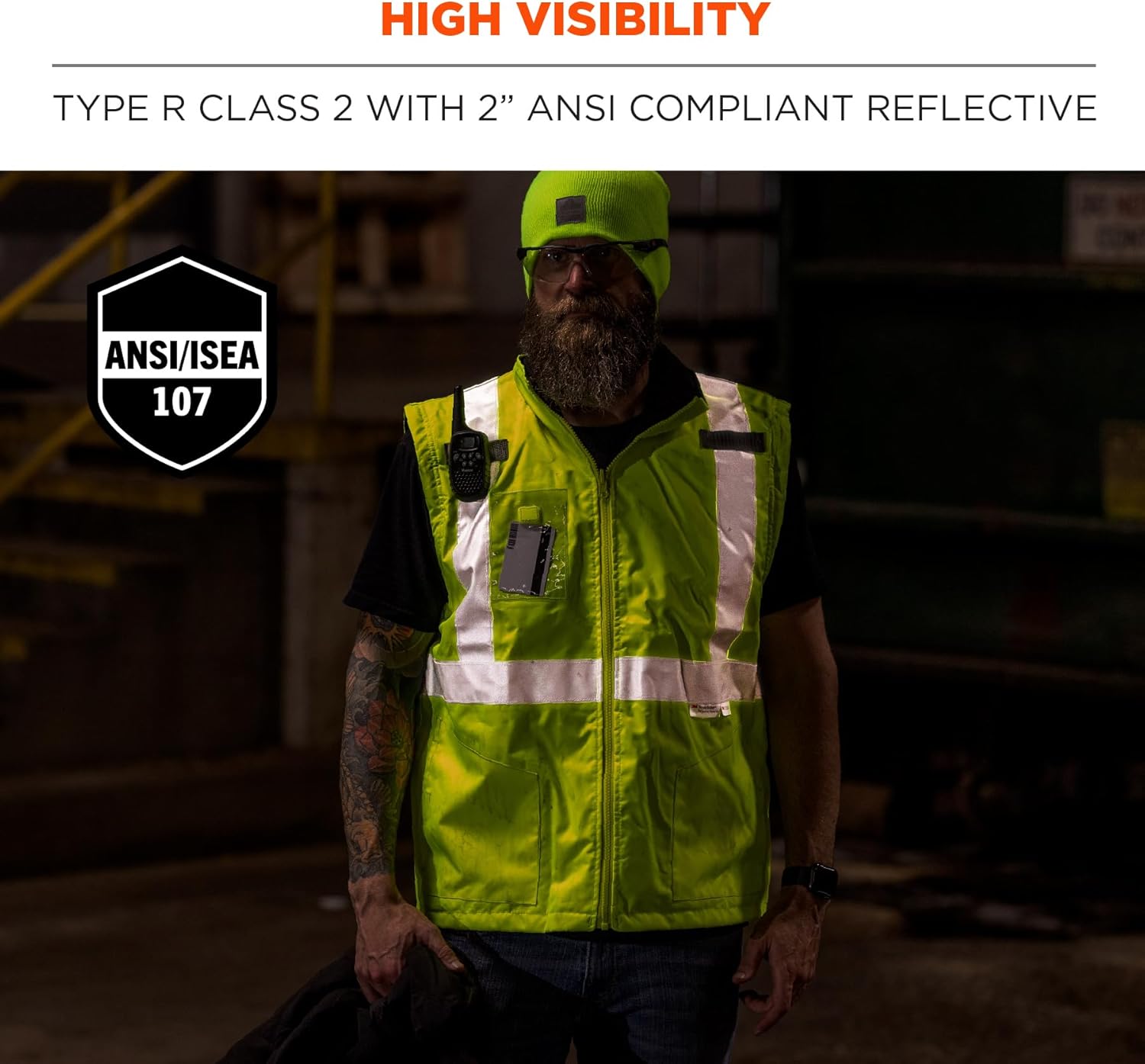 ERGODYNE GloWear 8287 Type R Class 2 High-Visibility Thermal Jacket With Removable Sleeves