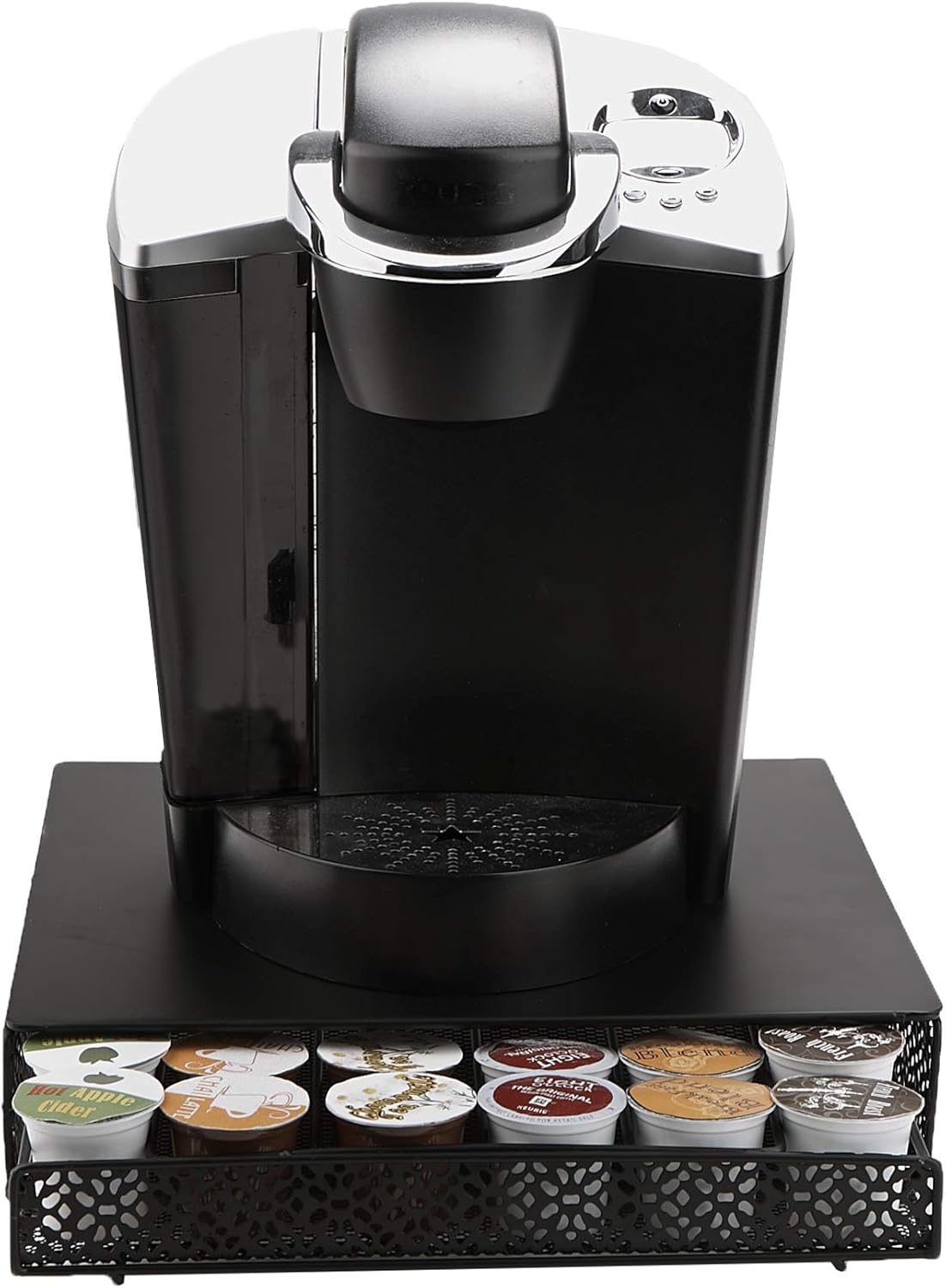 Mind Reader Coffee Pod Organizer and Condiment Station, Countertop Storage for 36 Pods, Cups