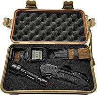 Humvee HMV-RCN-RM1 Recon Mission Kit with Digital Watch, Knife and Tactical LED Flashlight, Black and Tan