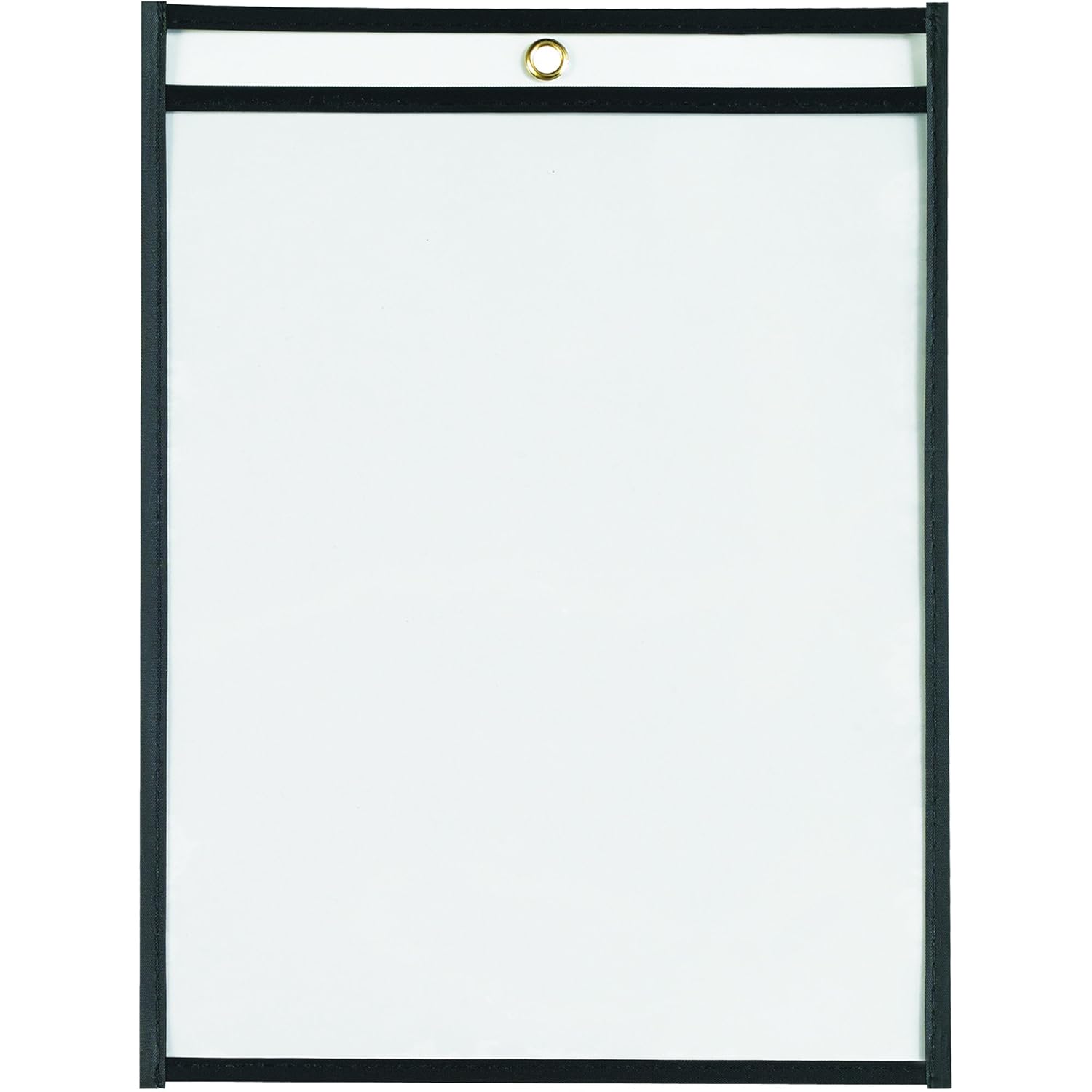 BOX USA Stitched Job Ticket Holders, Top Loading, 9 x 12", Clear with Black Edging, Reusable Vinyl, Double-Sided Dry Erase