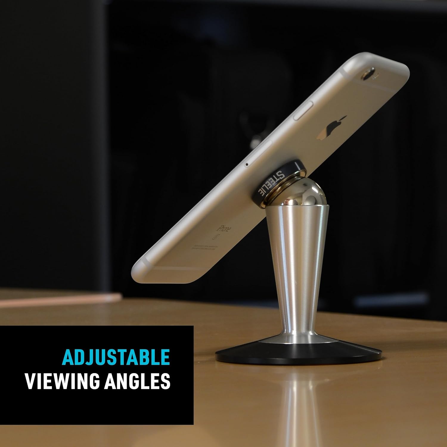 Nite Ize Steelie Pedestal Mount - Tabletop Stand Compatible with MagSafe iPhones & Tablets - Magnetic Desk Phone Mount
