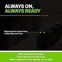 Meprolight Tru-Dot Tritium Suppressor Height Pistol Night Sights, Tritium Green Dot Front Sight, Set-Glock STD Frame Sup Height 8.89mm Rear-G/G