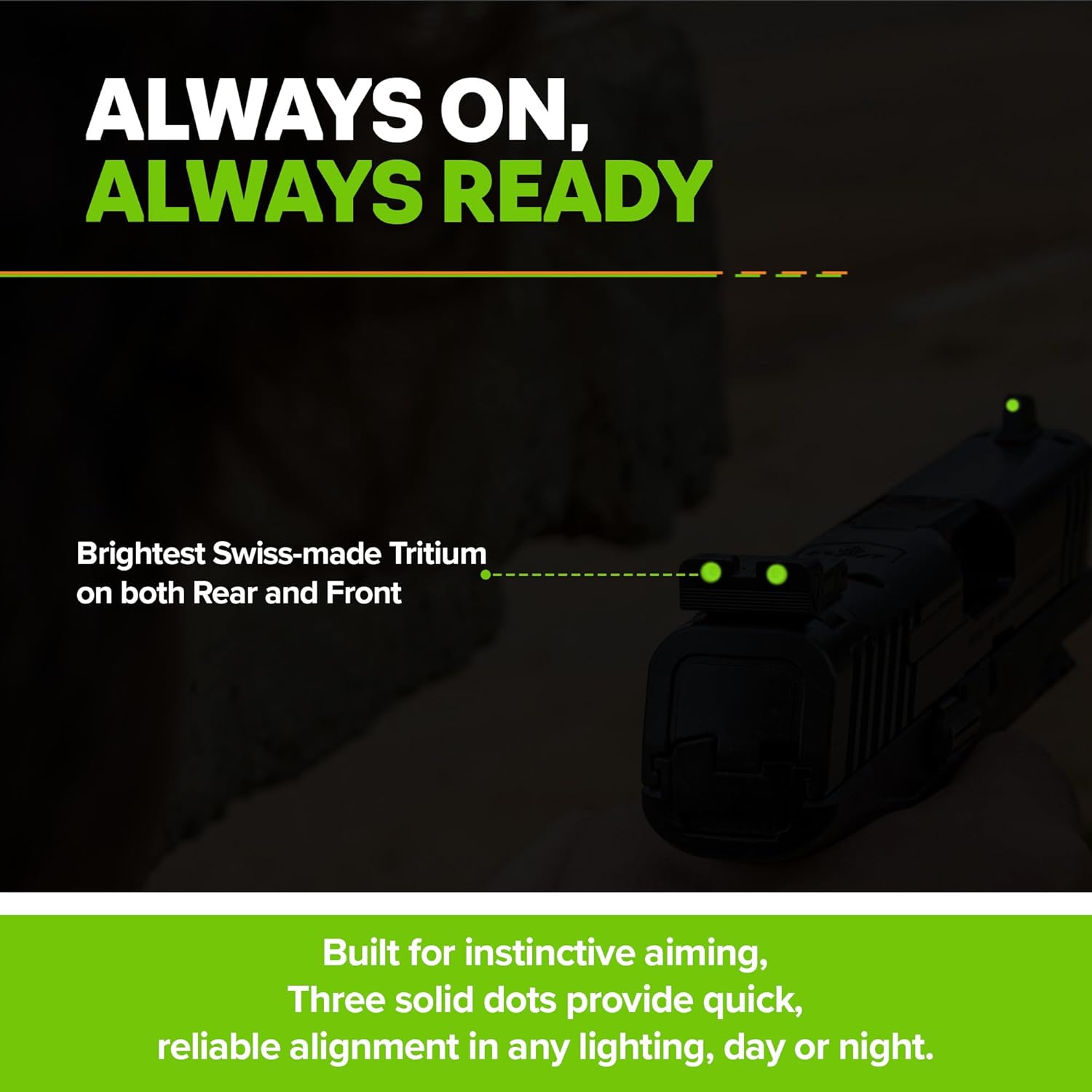 Meprolight Tru-Dot Tritium Suppressor Height Pistol Night Sights, Tritium Green Dot Front Sight