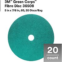 3M Green Corps Fibre Disc 36507, 5 in x 7/8 in, 40+ Grit, 20 Pack, Ceramic Abrasive Disc, Resin Bond