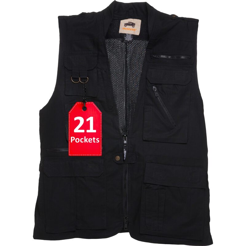CAMPCO Humvee Utility Safari Vest - 100% Cotton Tactical Travel Vest