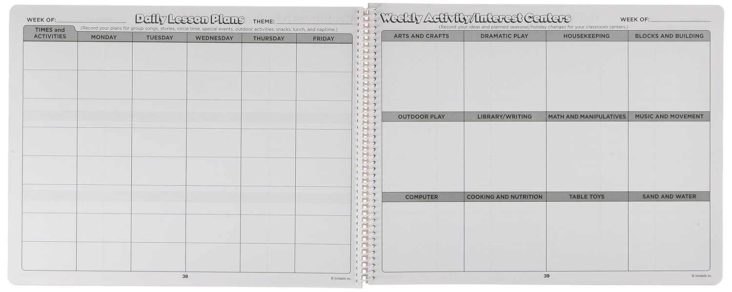 Scholastic Daily Plan Book For Preschool, 2nd Edition, 12in x 9 1/2in, Pink