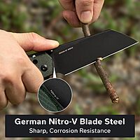 CIVIVI Buster FG Larger Pocket Knife, Superlock Folding Knife for Men Women with 4.2 in Nitro-V Blade Micarta Handle, Designed by Snecx Tan C24052-3 (Green)