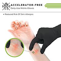 SHOWA N-Dex 7700PFT Accelerator-free Disposable Nitrile Glove, Powder Free, Medium (Pack of 50) , Black