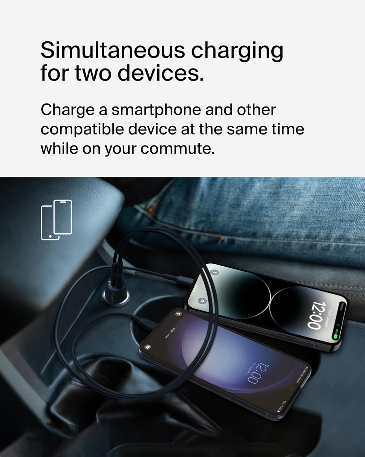 Belkin BoostCharge Dual Car Charger 42W (30W USB-C PD 3.1 + 12W USB-A)