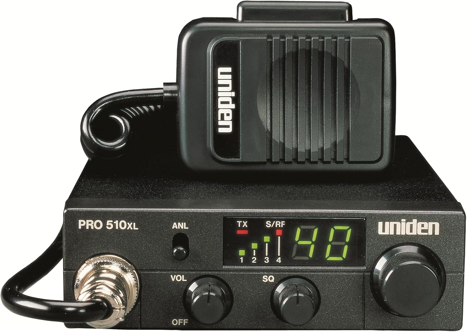 Uniden PRO510XL Pro Series 40-Channel CB Radio. Compact Design. Backlit LCD Display. Public Address. ANL Switch and 7 Watts