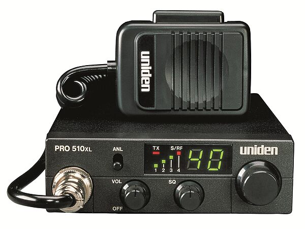 Uniden PRO510XL Pro Series 40-Channel CB Radio. Compact Design. Backlit LCD Display. Public Address. ANL Switch and 7 Watts of Audio Output. Unique PLL Circuit. S/RF LED Meter. , Black