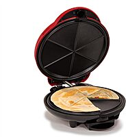 Nostalgia 6-Wedge Electric Quesadilla Maker with Extra Stuffing Latch, 8-inch, Red Original