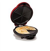 Nostalgia 6-Wedge Electric Quesadilla Maker with Extra Stuffing Latch, 8-inch, Red Original
