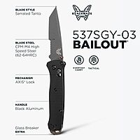 BENCHMADE Bailout 537 EDC/Tactical Knife, Tanto Blade, Aluminum Handle