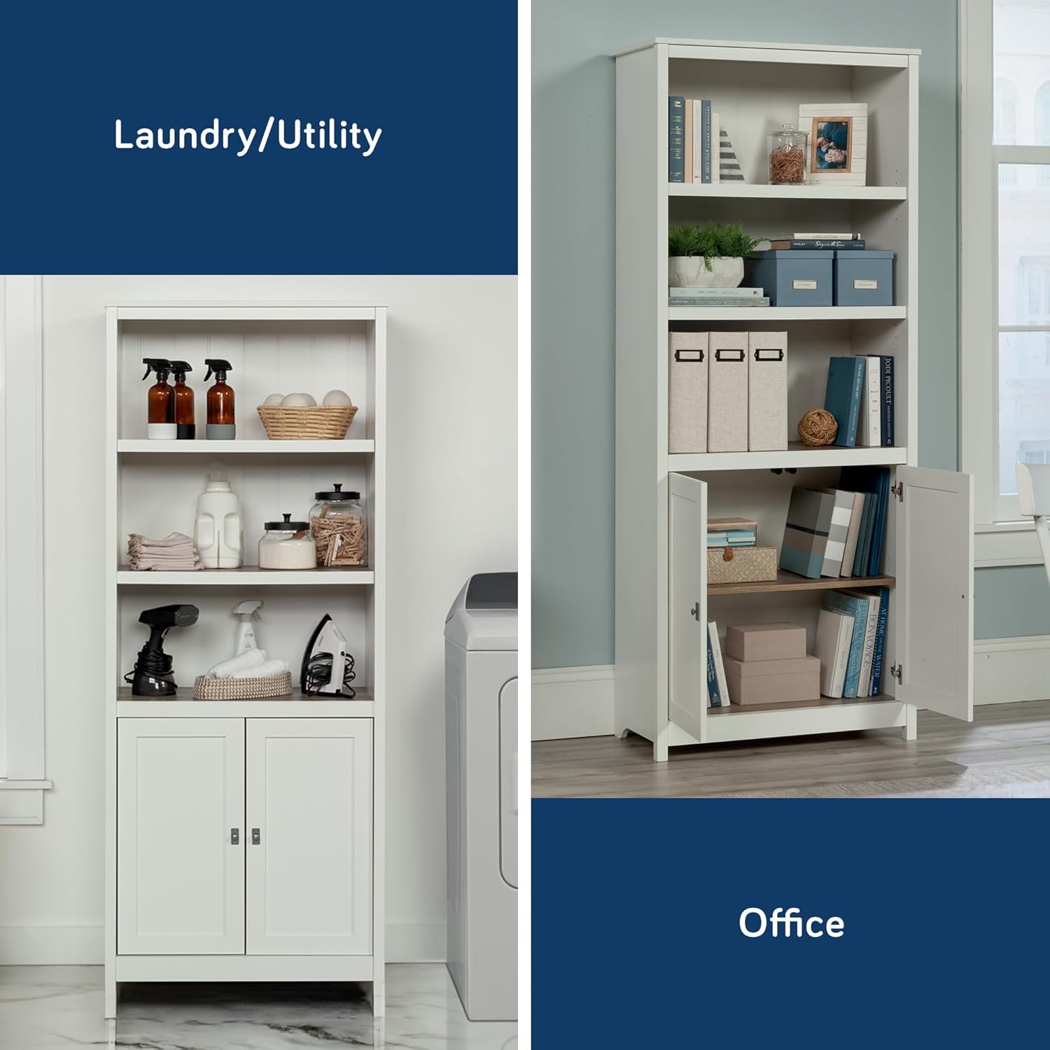 SAUDER Cottage Road 72in Library Bookcase with Doors and Adjustable Shelves