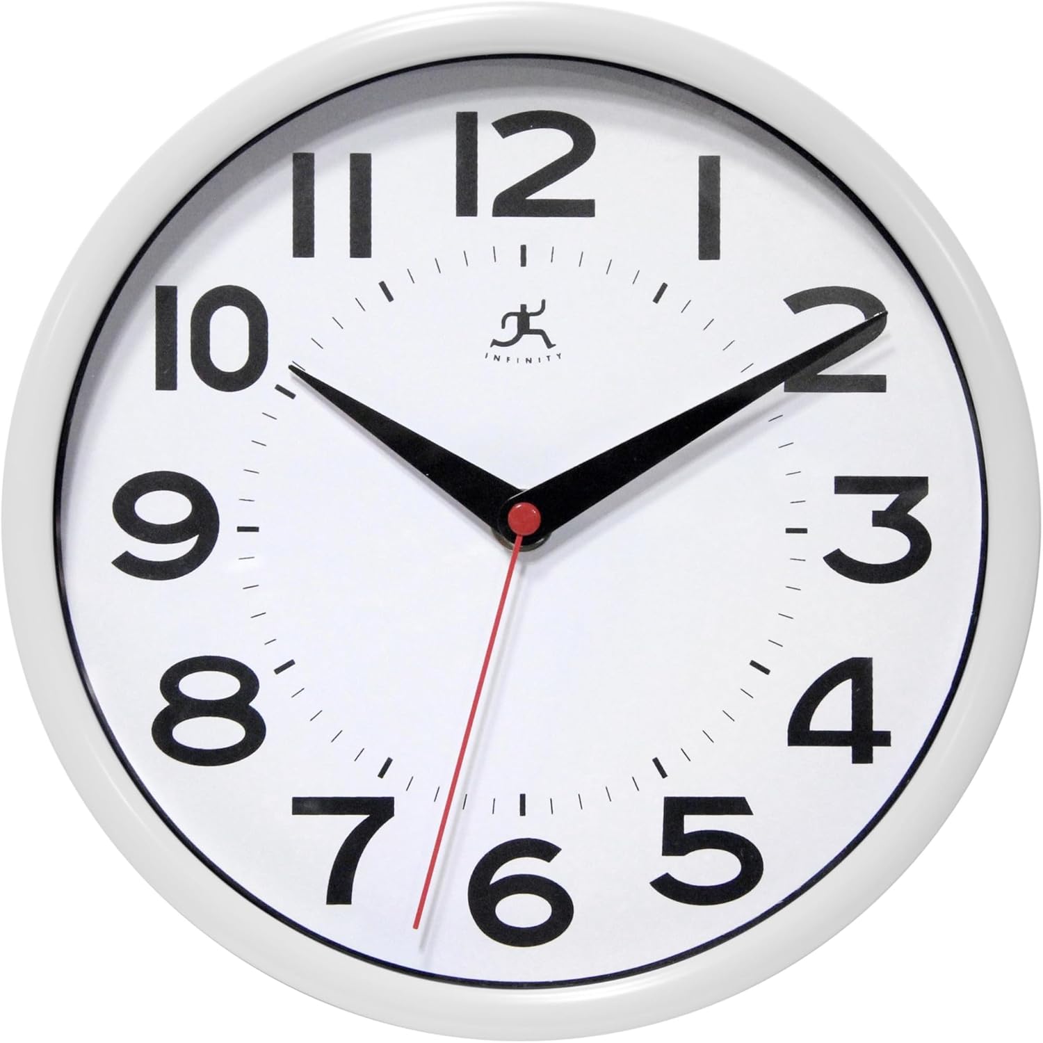 Infinity Instruments Metro Wall Clock, 9" Diameter, White Case, 1 Aa (Sold Separately)