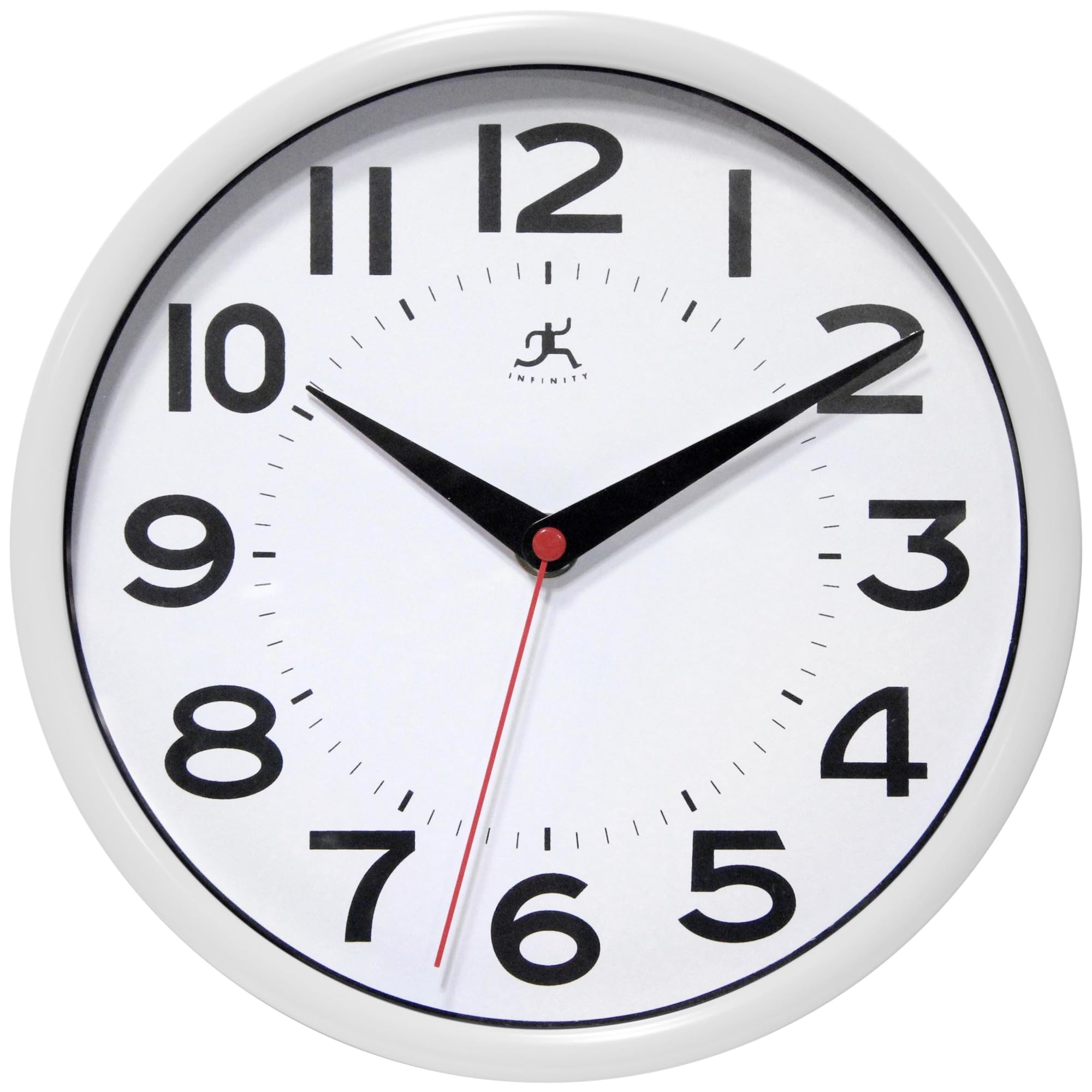 Infinity Instruments Metro Wall Clock, 9" Diameter, White Case, 1 Aa (Sold Separately)