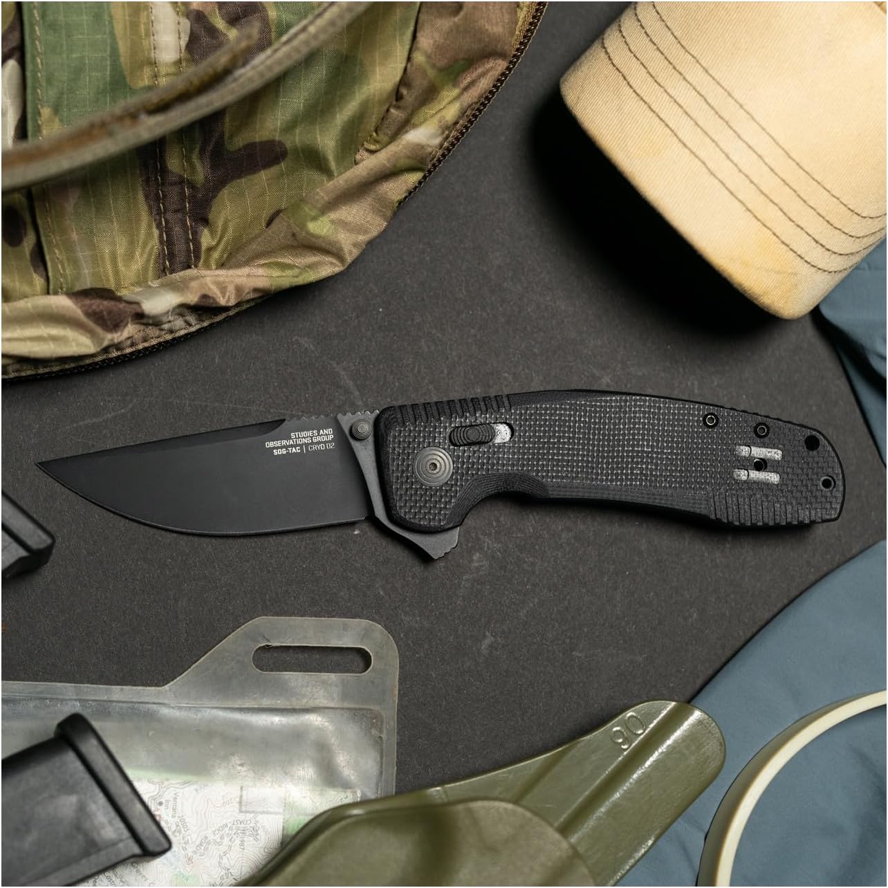 SOG TAC XR Professional Folding Knife | D2 Tool Steel & Ultra-Grip G10