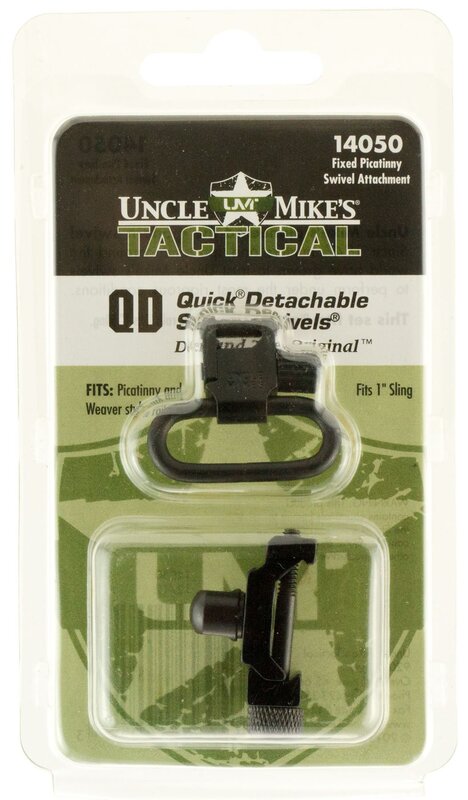 Uncle Mike's 14050 Fixed Quick Detach Sling Swivels Picatinny Attachments 1" Fits Weaver Style and Picatinny Rails Black