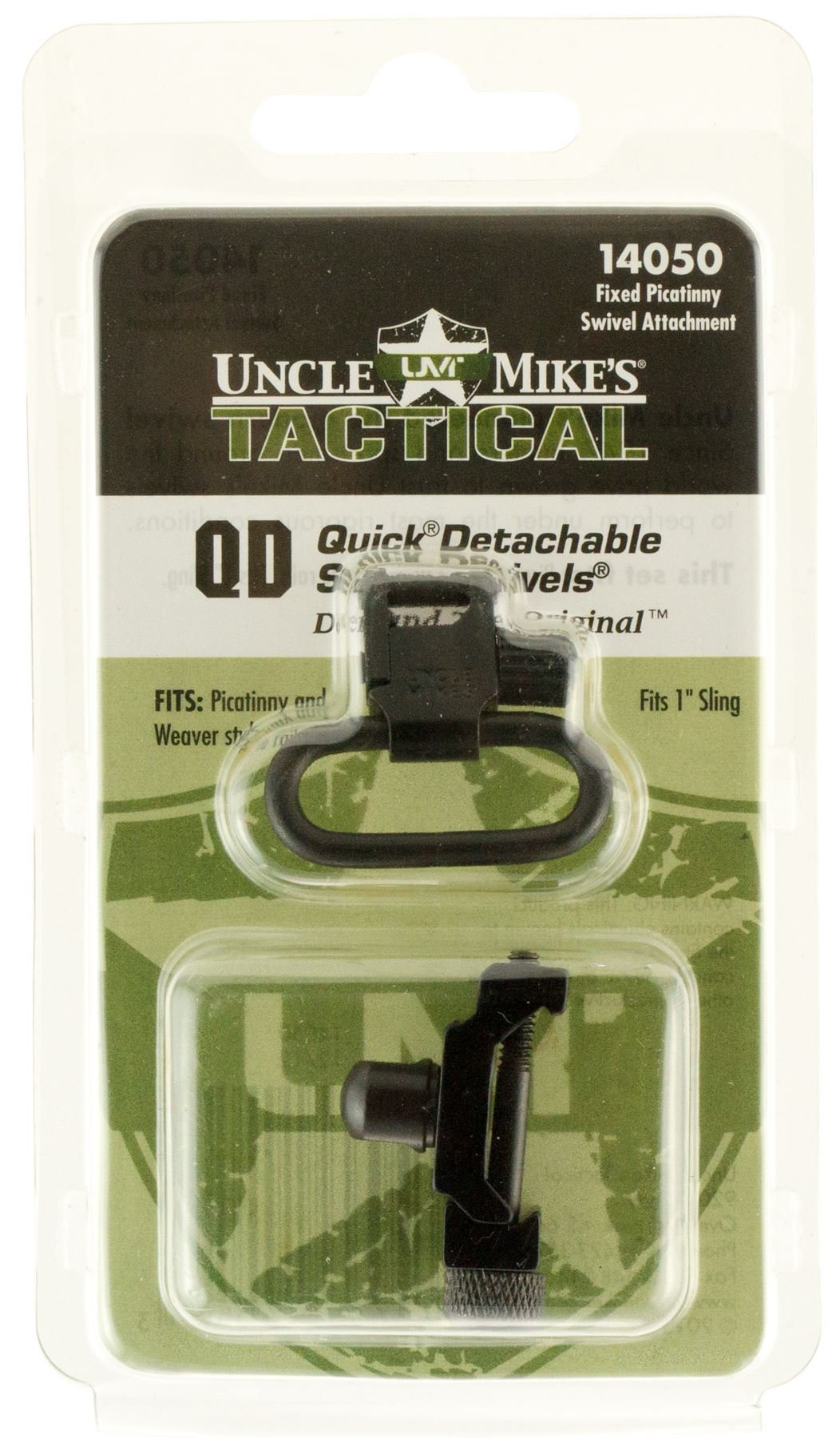 Uncle Mike's 14050 Fixed Quick Detach Sling Swivels Picatinny Attachments 1" Fits Weaver Style and Picatinny Rails Black