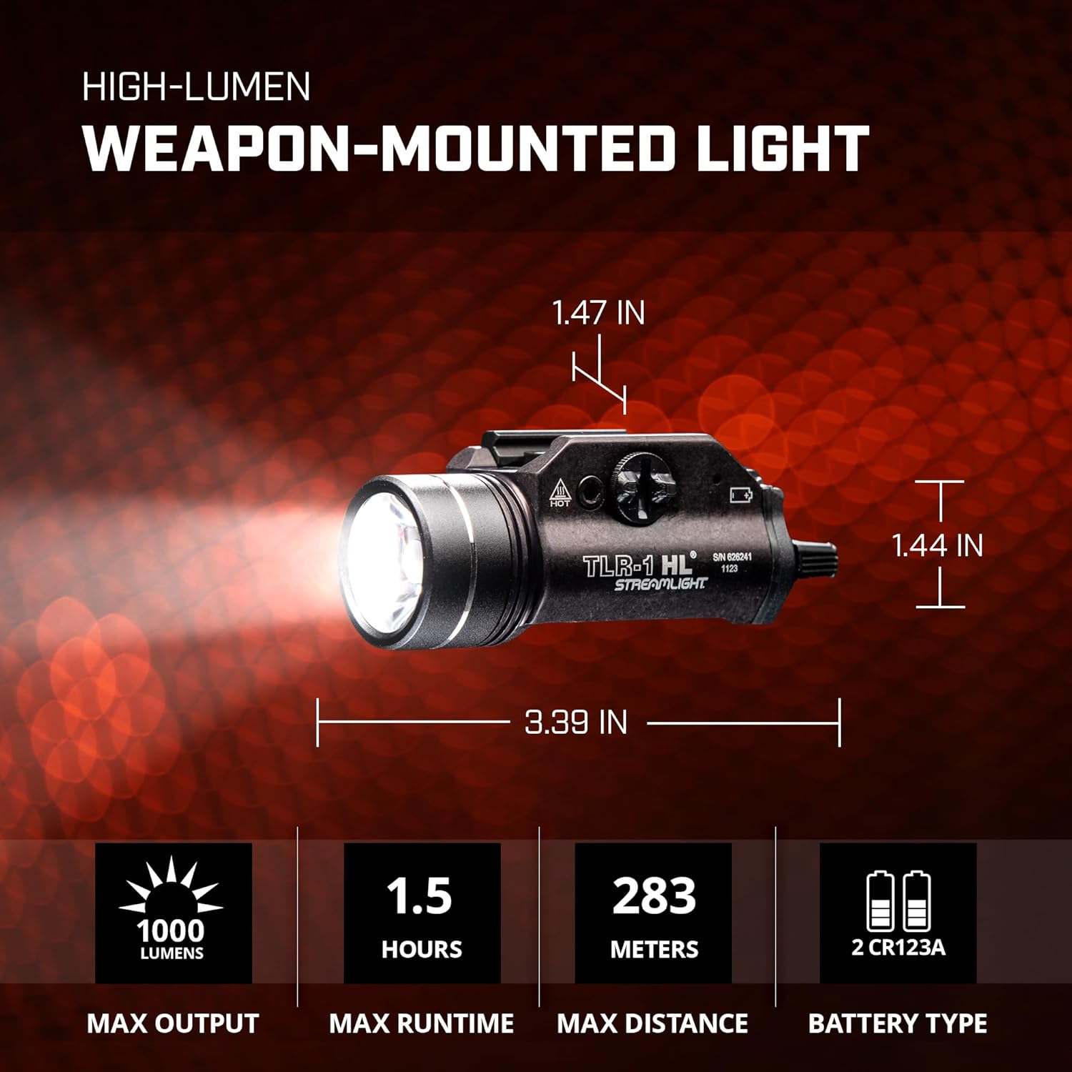 Streamlight 69260 TLR-1 HL 1000-Lumen 20000 Candela Rail-Mounted Tactical Weapon Light with Specific Compatibility Rail