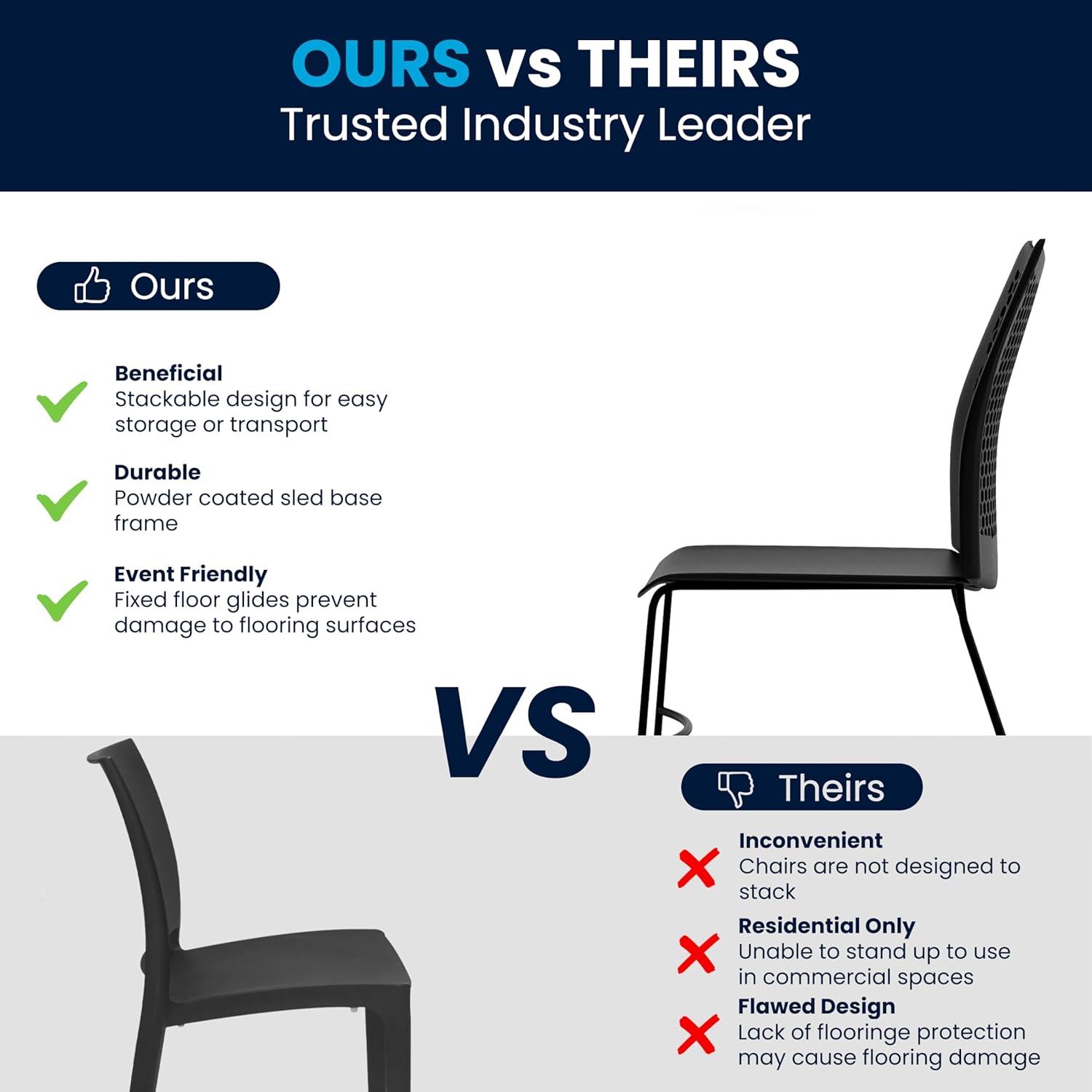 Flash Furniture HERCULES Series 661 lb Capacity Stack Chair with Air-Vent Back and Sled Base